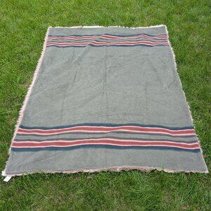 Pendleton PotteryBarn Wool-Acrylic Faux Fur Striped Yakima Camping Blanket